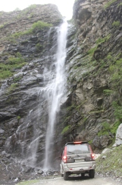 Our vehicle at the waterfall